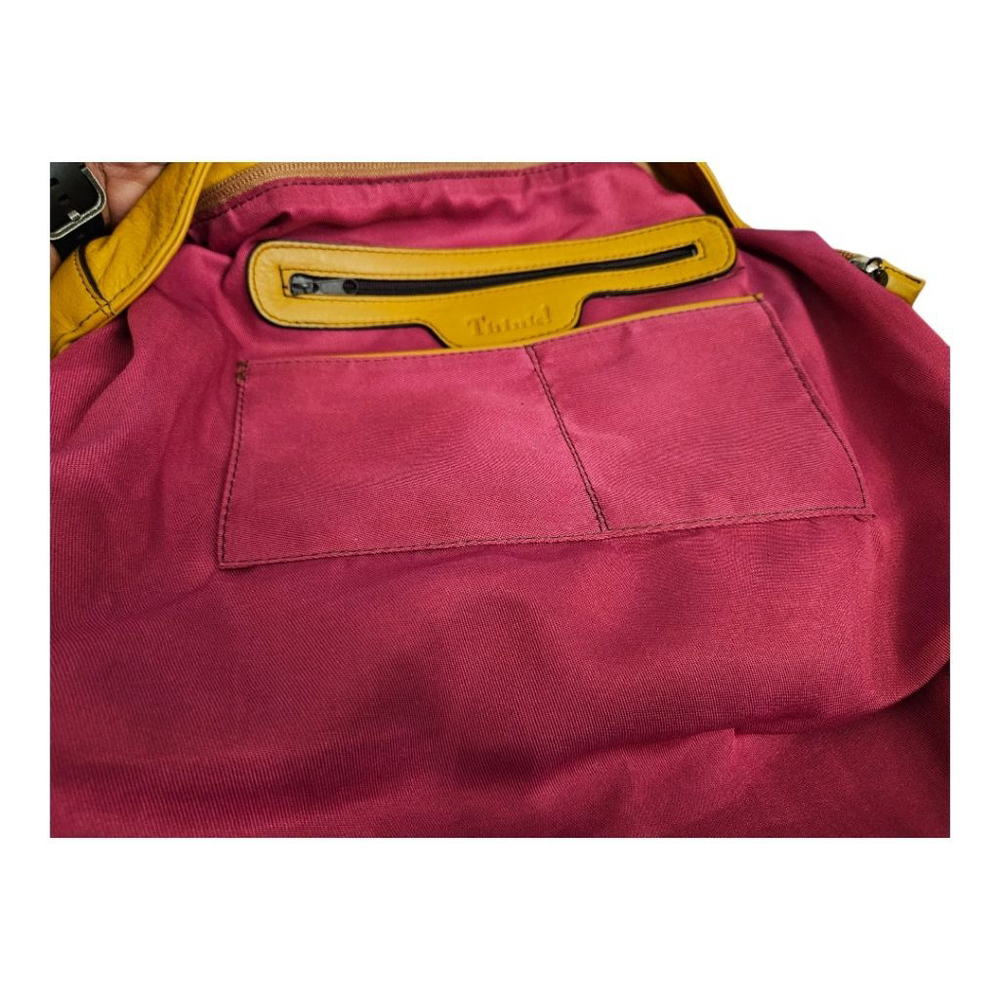Think! Yellow Leather Shoulder Bag - Picture 4 of 14